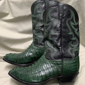 Tony Lama Cowboy Boots Black & Green 15W